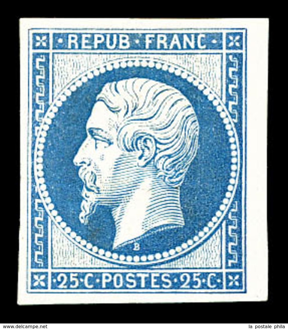 * N°10c, 25c Bleu, Impression De 1862, Bord De Feuille Latéral, Frais. TTB (certificat)  Qualité: *  Cote: 600 Euros - 1852 Louis-Napoléon