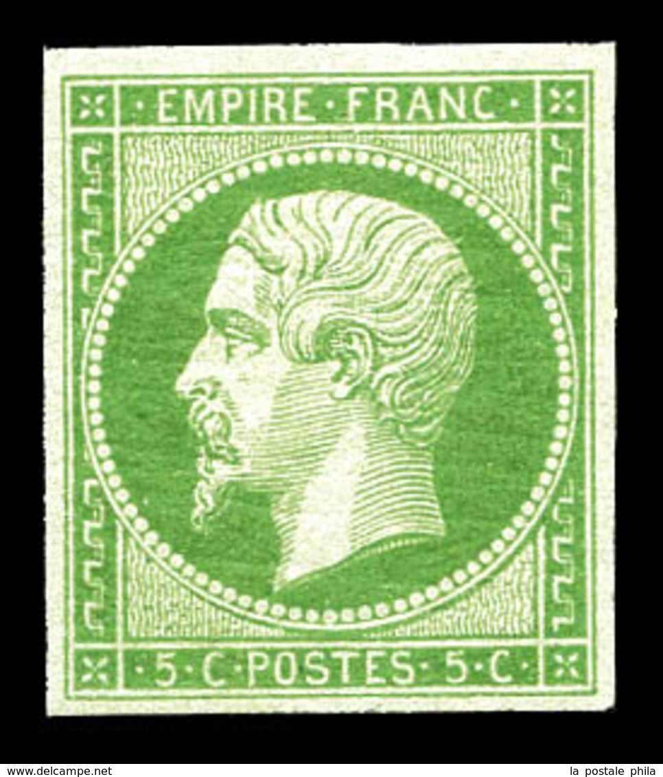 ** N°12, 5c Vert, Quatre Belles Marges, Fraîcheur Postale. SUP (certificat)  Qualité: ** - 1853-1860 Napoleon III