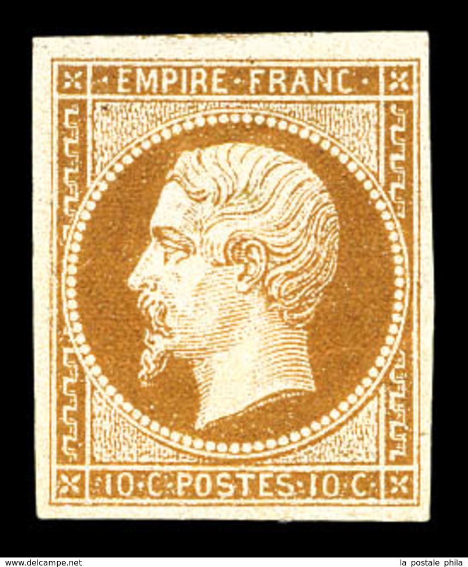 * N°13B, 10c Bistre Type II, TB (signé Calves/certificat)  Qualité: *  Cote: 1000 Euros - 1853-1860 Napoléon III.