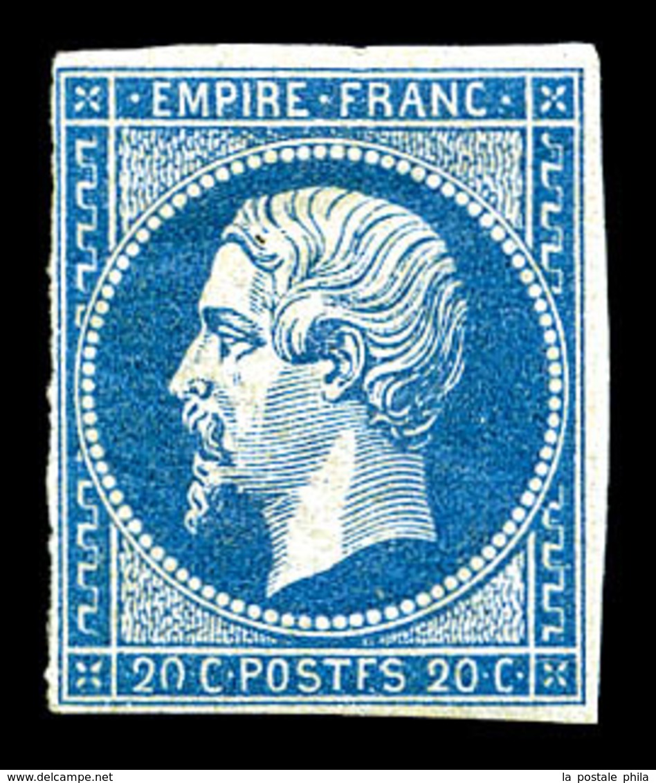 * N°14Ah, 20c Bleu Variété 'POSTF'. TB. R. (signé Calves/certificat)  Qualité: *  Cote: 1350 Euros - 1853-1860 Napoléon III