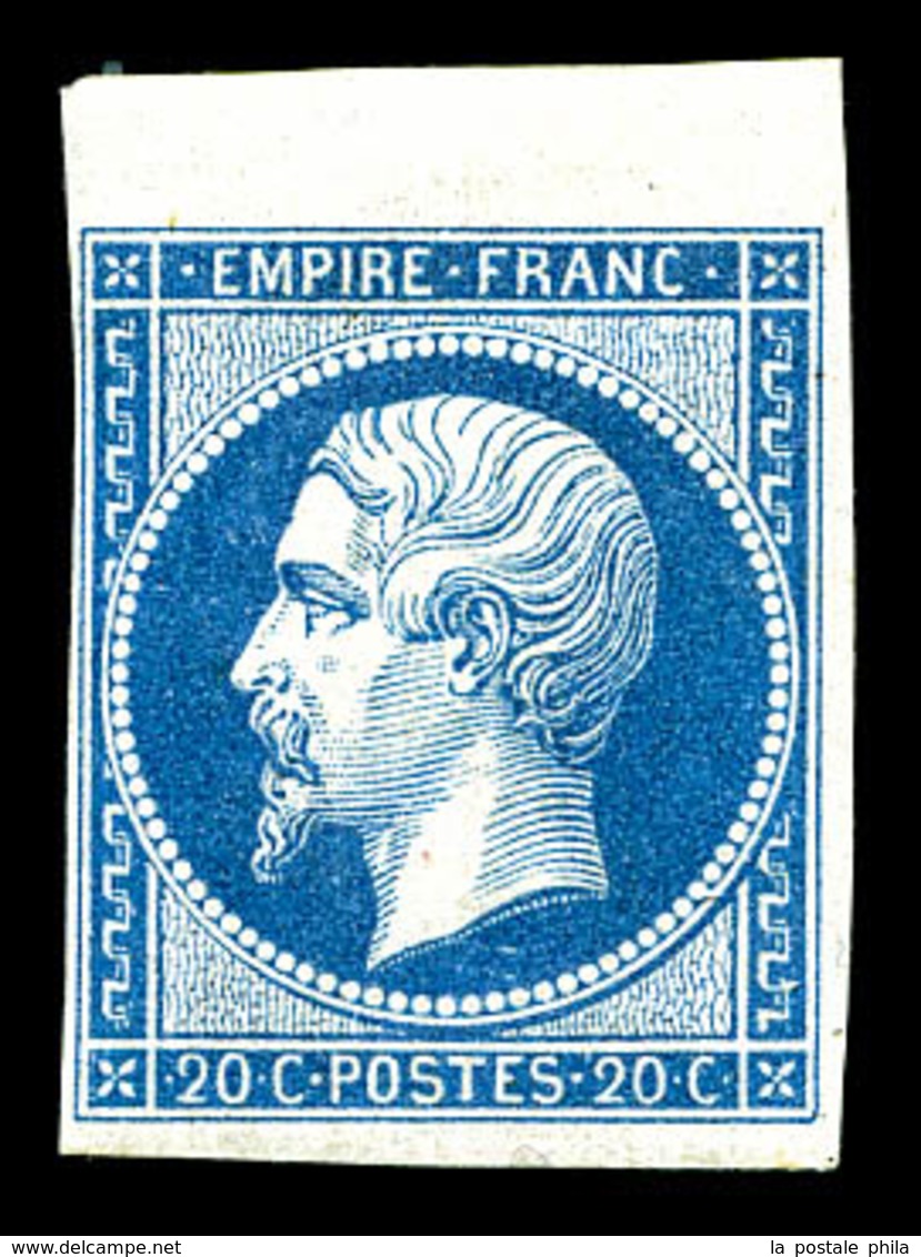 * N°14B, 20c Bleu Type II, Bdf, TTB (signé Brun/certificat)  Qualité: *  Cote: 550 Euros - 1853-1860 Napoléon III