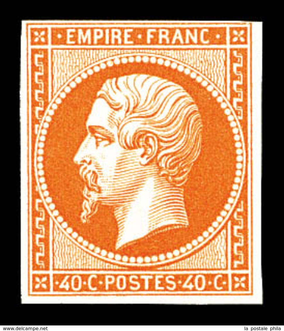 ** N°16a, 40c Orange-vif, FRAÎCHEUR POSTALE, SUPERBE (certificat)  Qualité: ** - 1853-1860 Napoleon III