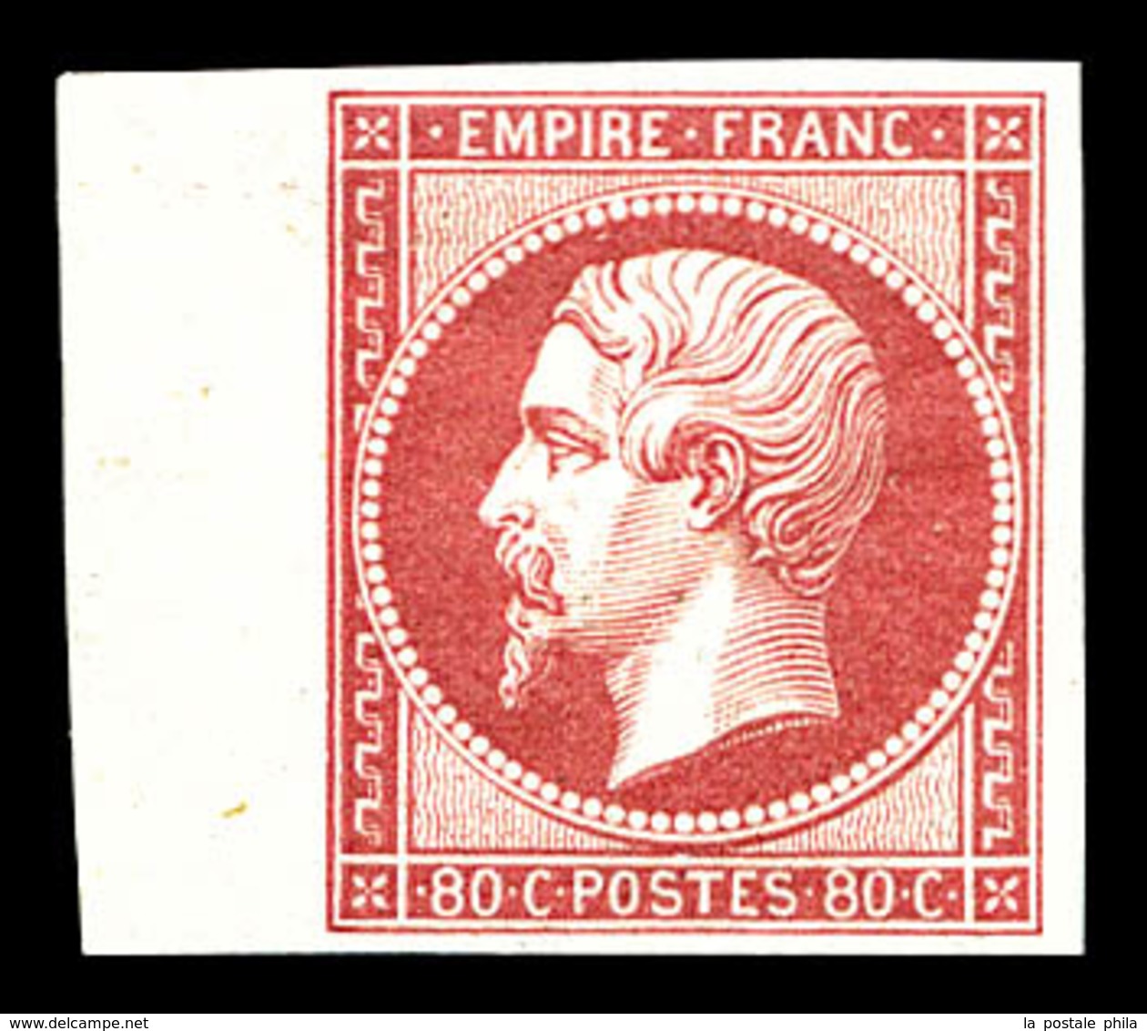 * N°17B, 80c Rose Bord De Feuille, Fraîcheur Postale. SUPERBE. R. (signé/certificat)  Qualité: *  Cote: 3800 Euros - 1853-1860 Napoleone III