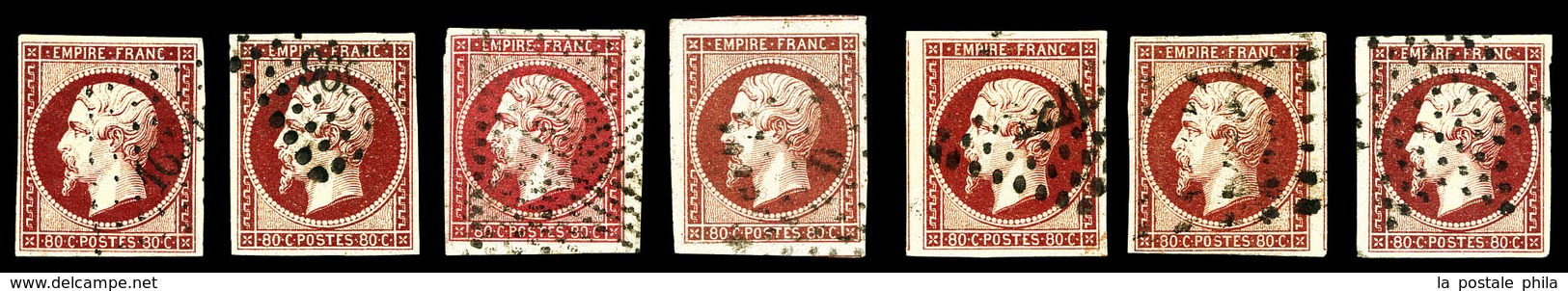 O 80c Empire, 7 Exemplaires Choisis Avec Nuances. SUP (certificat)  Qualité: O - 1853-1860 Napoleone III