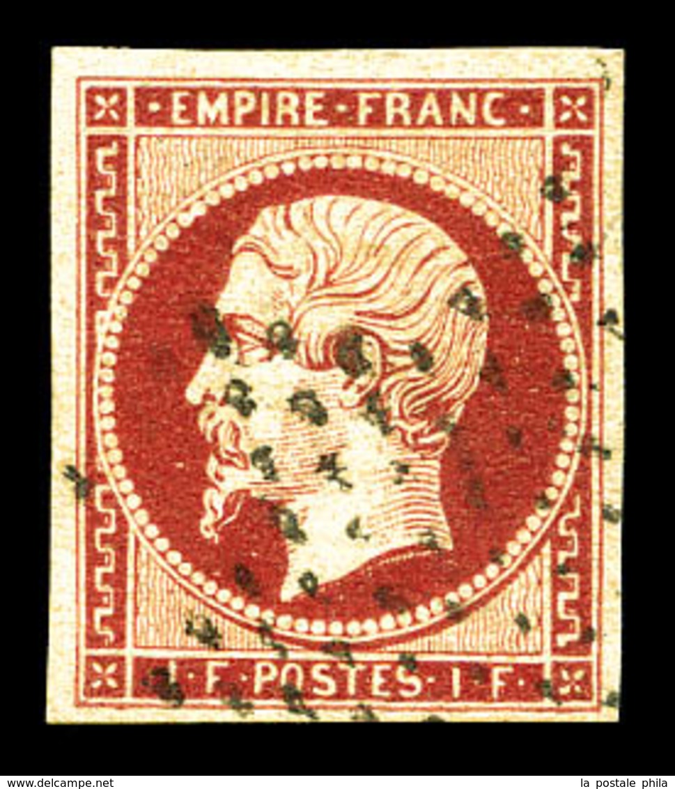 O N°18, 1F Carmin Foncé Obl étoile, Faux De Spérati, TB (certificat)  Qualité: O - 1853-1860 Napoleone III