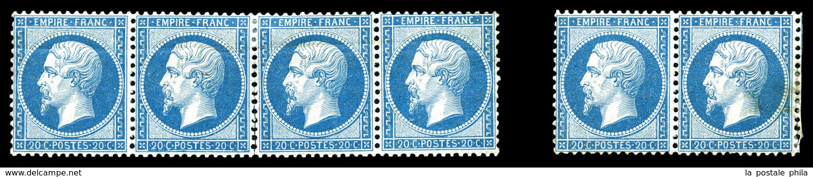 * N°22, 20c Empire, Bande De Quatre + Paire, Pli Mais Bon Centrage. TB  Qualité: *  Cote: 2400 Euros - 1862 Napoléon III