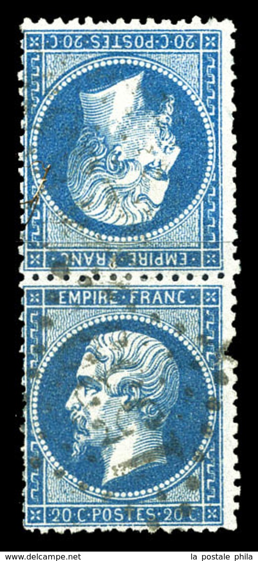 O N°22b, 20c Bleu, Paire Tête-bêche Verticale Des Défauts Mais Belle Présentation (signé Scheller/certificat)  Qualité:  - 1862 Napoleon III