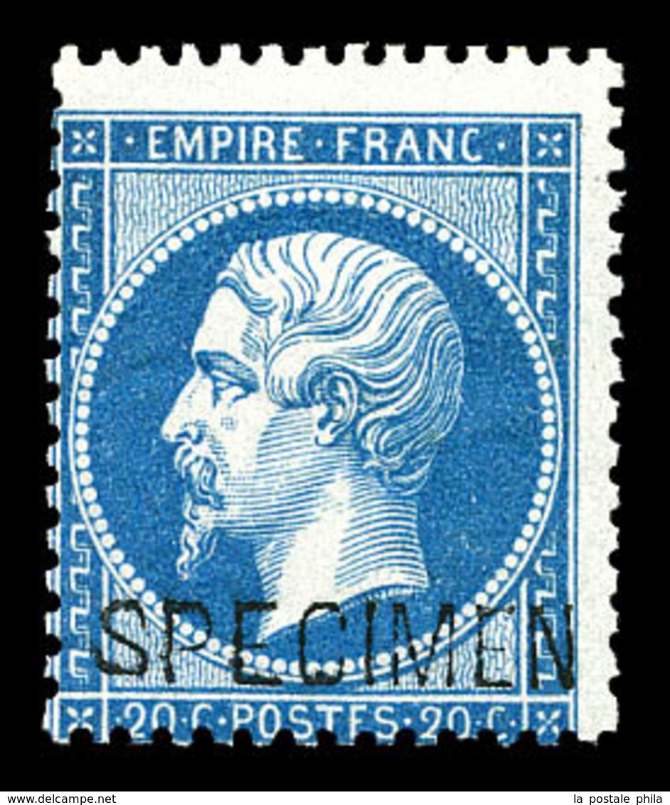 * N°22d, 20c Bleu Surchargé 'SPECIMEN'. TB  Qualité: *  Cote: 400 Euros - 1862 Napoléon III.