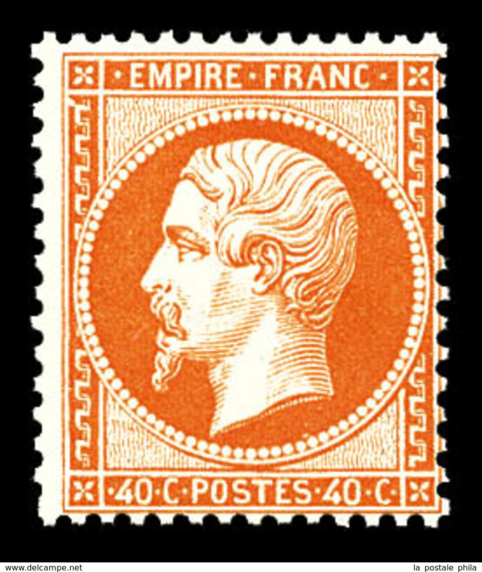 ** N°23, 40c Orange, Fraîcheur Postale. SUPERBE (certificat)  Qualité: ** - 1862 Napoleon III