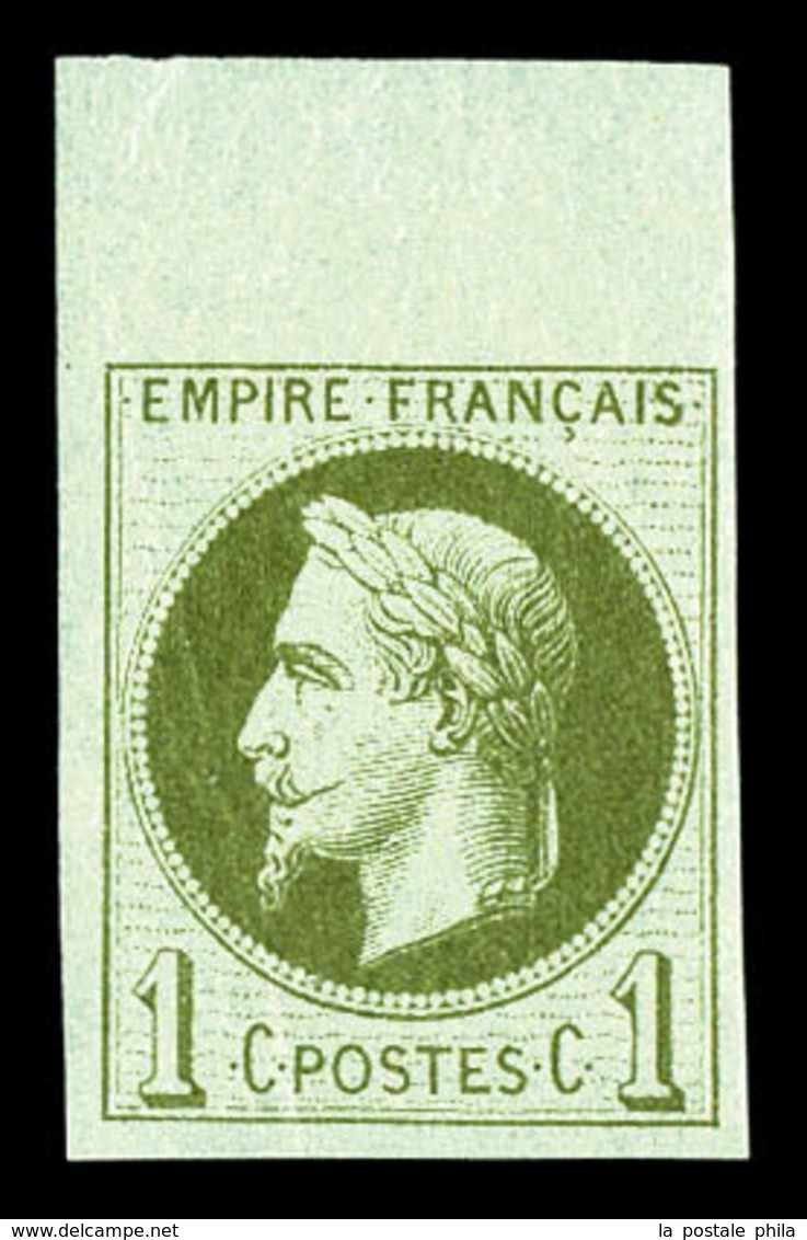 ** N°25c, Rothschild, 1c Olive Impression Fine Non Dentelé Bdf , Fraîcheur Postale. SUP (signé Champion/certificat)  Qua - 1863-1870 Napoleon III With Laurels