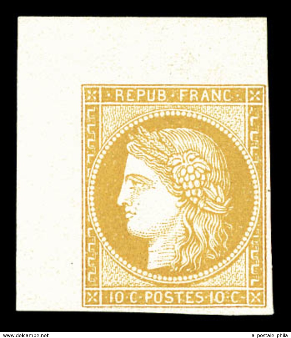(*) N°36c, Granet, 10c Bistre-jaune Non Dentelé Coin De Feuille. SUP (certificat)  Qualité: (*)  Cote: 450 Euros - 1870 Siège De Paris