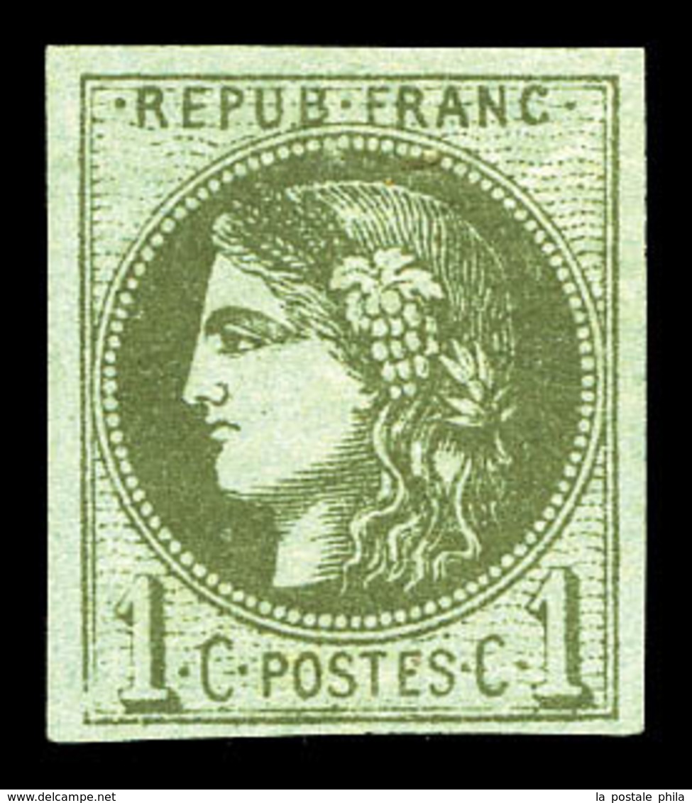 * N°39A, 1c Olive Rep 1, Quatre Marges Equilibrées. TTB  Qualité: *  Cote: 300 Euros - 1870 Emission De Bordeaux