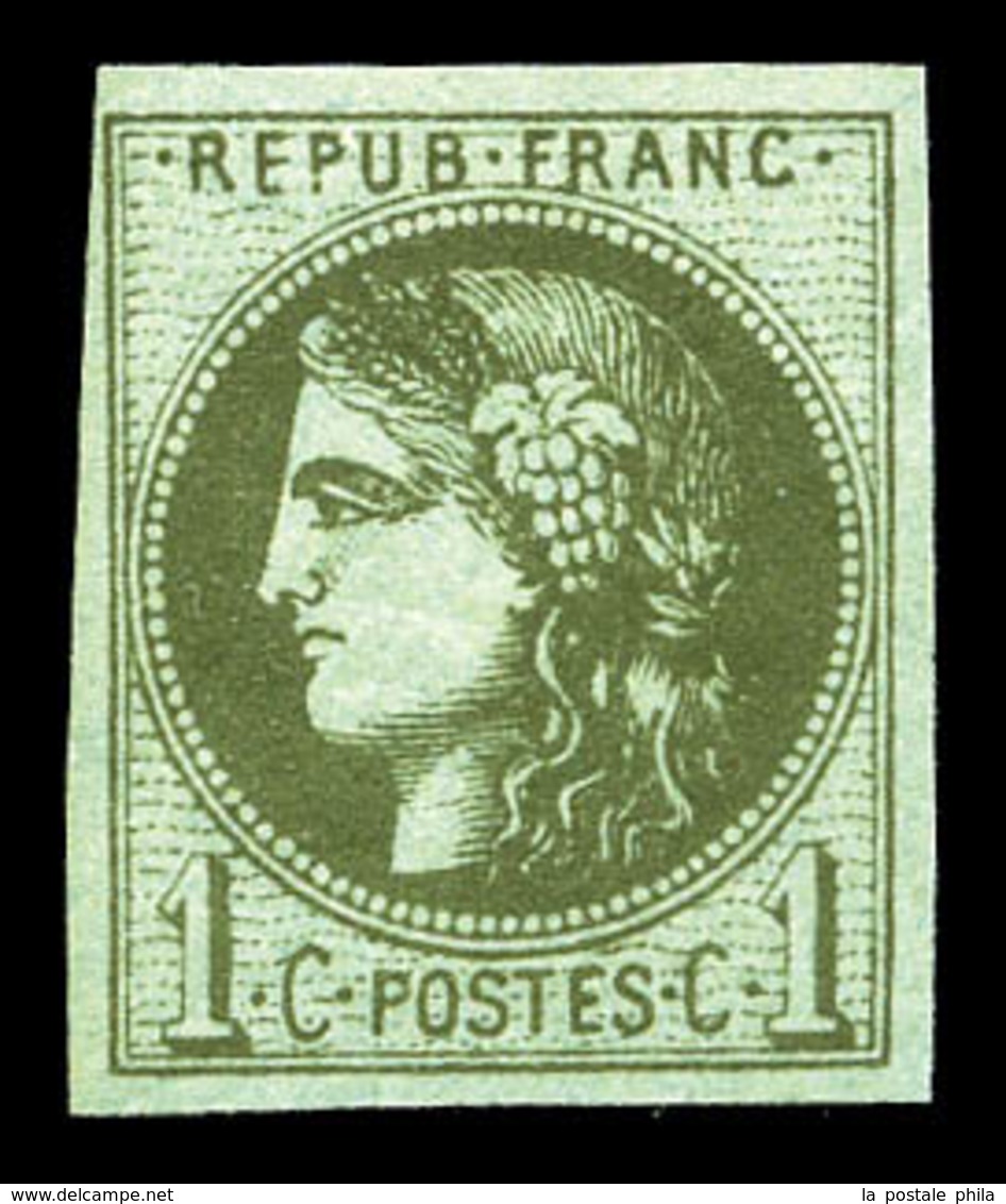 ** N°39Ab, 1c Olive Foncé, Fraîcheur Postale. SUP (certificat)  Qualité: ** - 1870 Bordeaux Printing