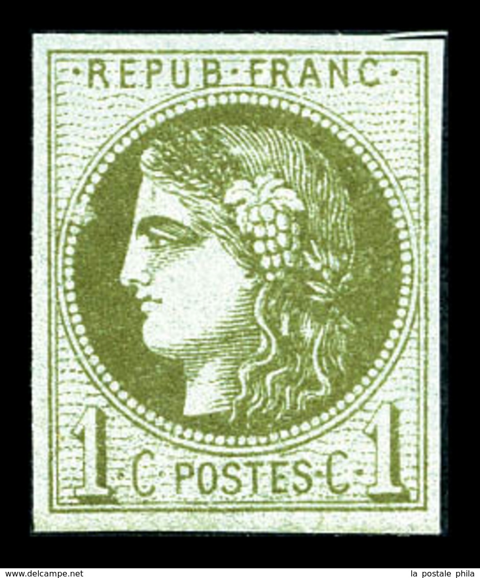 ** N°39C, 1c Olive Rep 3, Fraîcheur Postale, TTB  Qualité: ** - 1870 Emission De Bordeaux