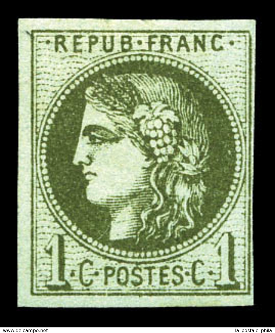 * N°39Ca, 1c Olive Foncé Report 3, Jolie Couleur. TB (signé Brun)  Qualité: *  Cote: 230 Euros - 1870 Bordeaux Printing