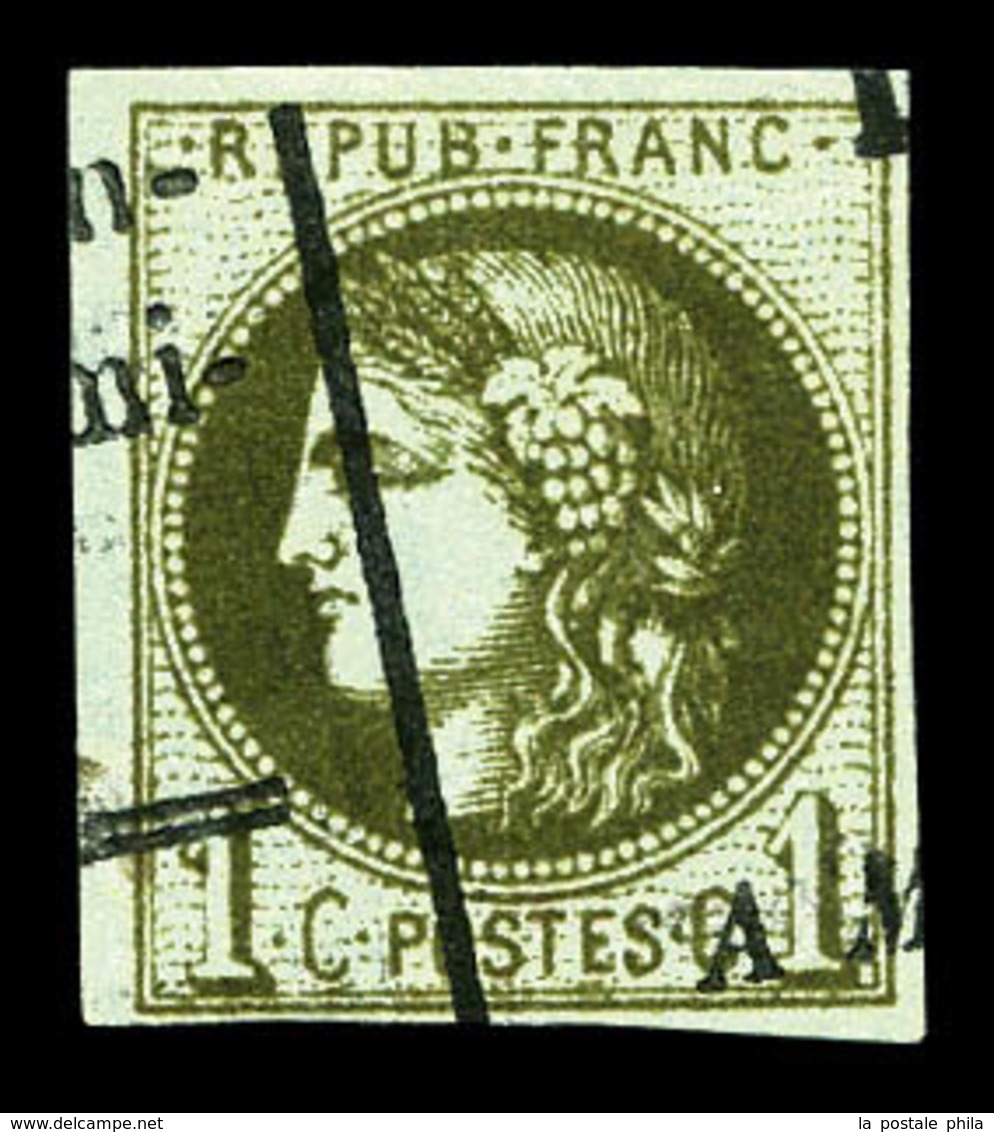 O N°39Cc, 1c Olive-bronze Oblitération Typographique Des Journaux. TTB  Qualité: O - 1870 Ausgabe Bordeaux