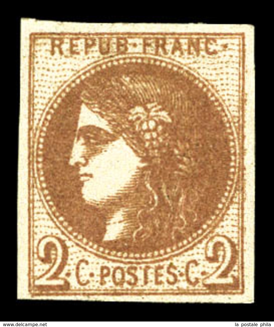 * N°40A, 2c Chocolat Clair Report 1. TTB (signé Calves/certificat)  Qualité: *  Cote: 1750 Euros - 1870 Ausgabe Bordeaux