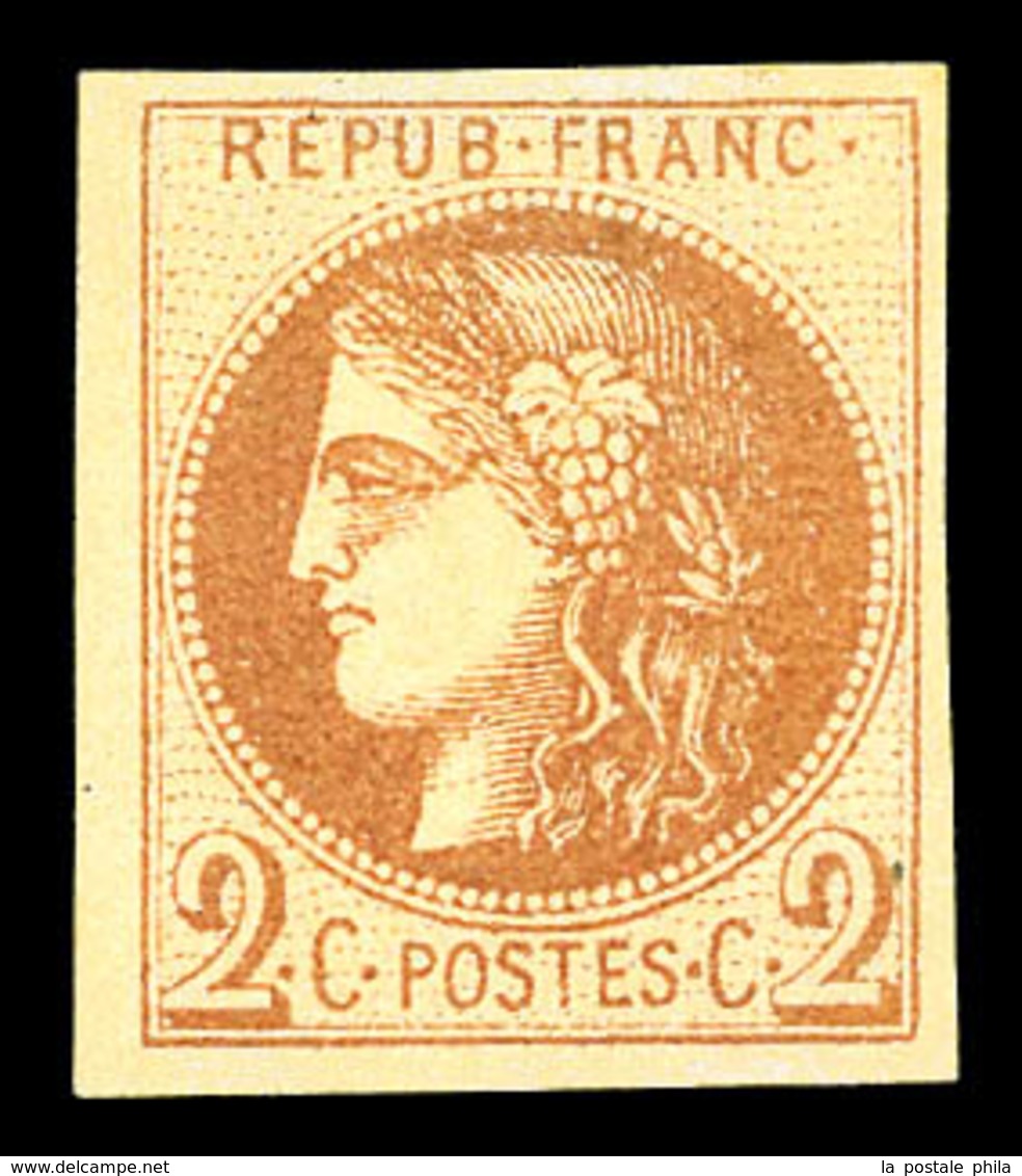 (*) N°40Ab, 2c Brun-rouge Report 1, Belles Marges. SUPERBE. R.R.R. (signé Calves/certificats)  Qualité: (*)  Cote: 7500  - 1870 Ausgabe Bordeaux