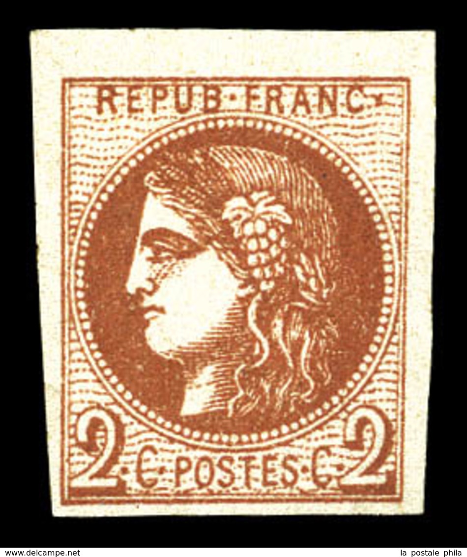 (*) N°40Bb, 2c Marron, Quatre Belles Marges. TTB (signé Scheller/certificat)  Qualité: (*)  Cote: 2000 Euros - 1870 Ausgabe Bordeaux