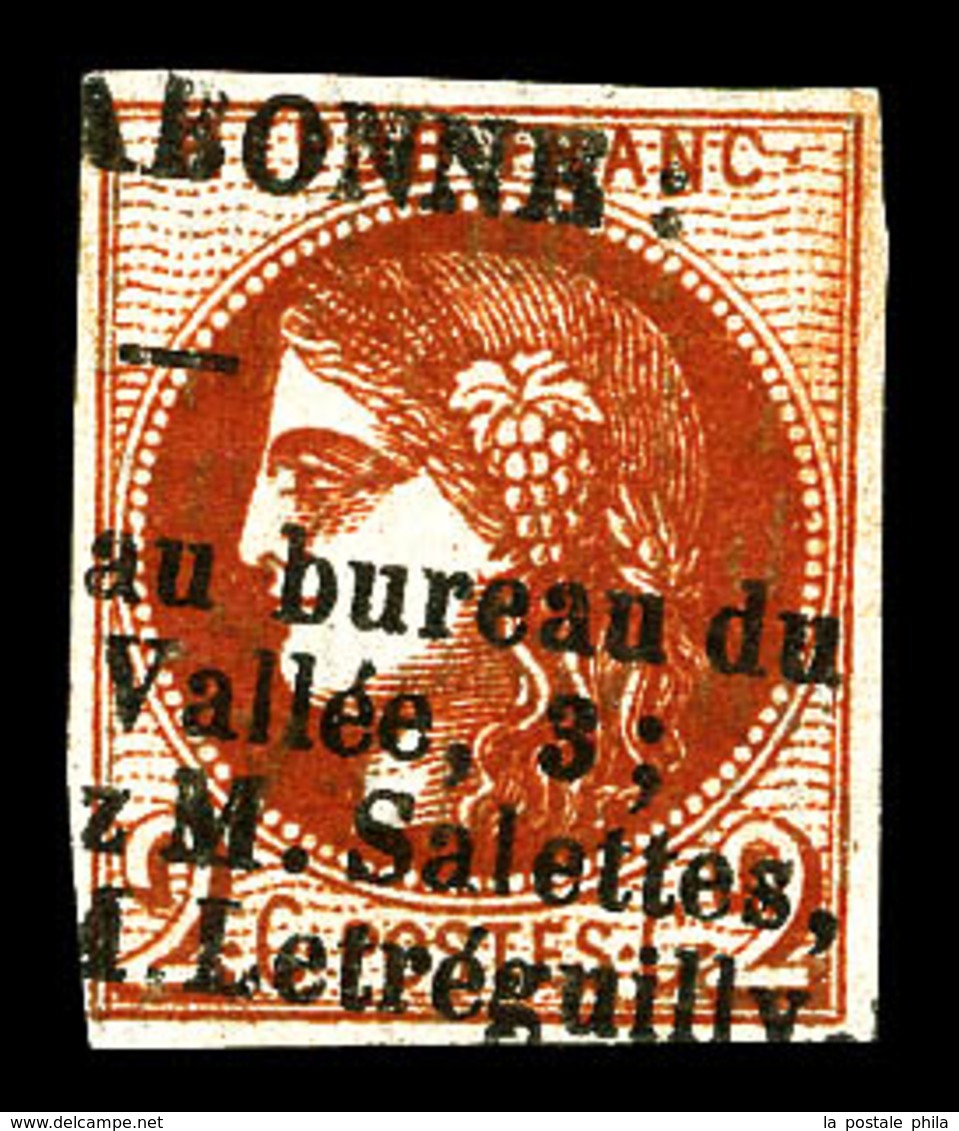 O N°40Bf, 2c Rouge-brique Foncé Obl Typographique Des Journaux. SUP. R. (signé Scheller/certificat)  Qualité: O  Cote: 1 - 1870 Ausgabe Bordeaux
