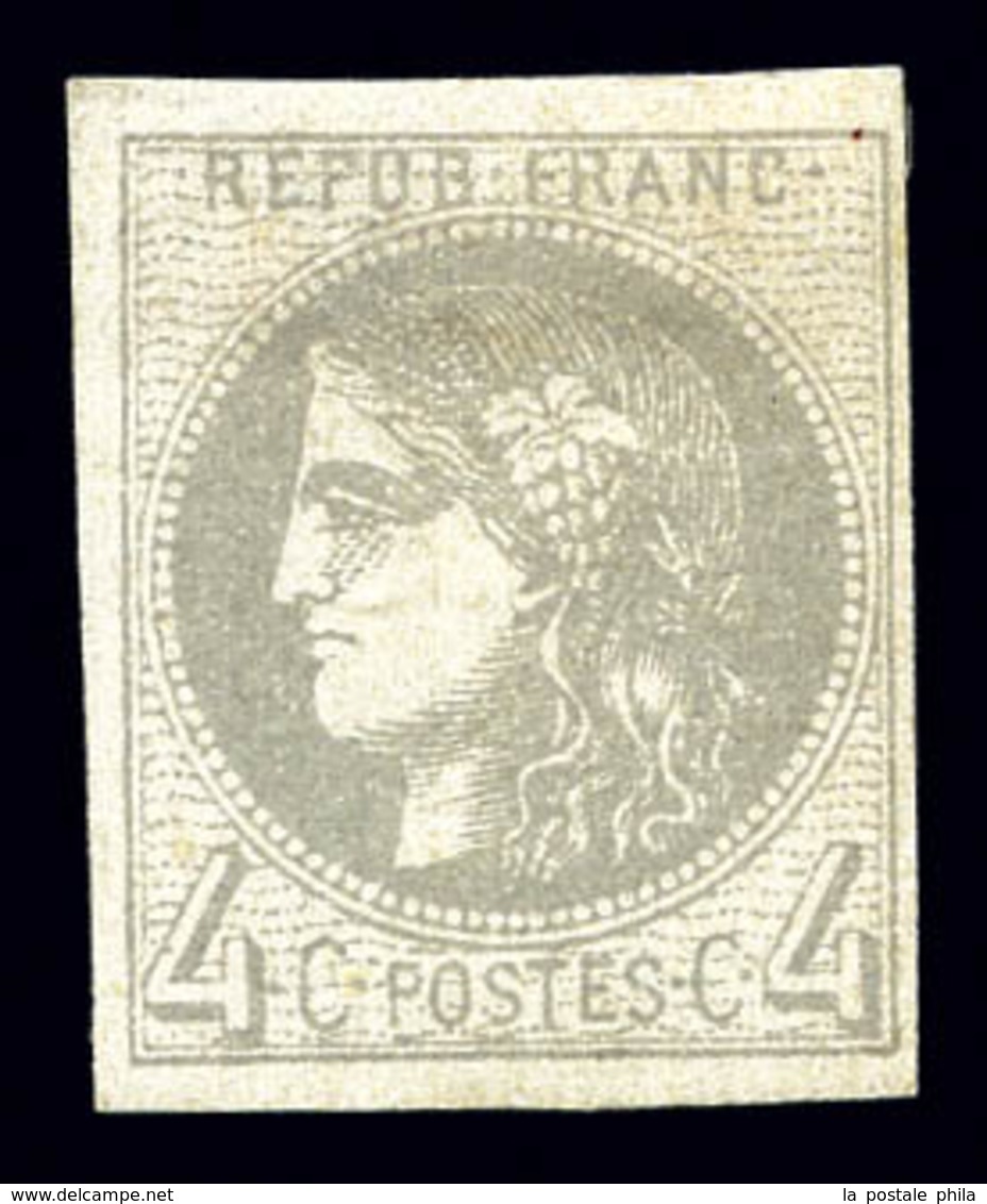 * N°41B, 4c Gris Rep 2, Frais. TB (signé Calves)  Qualité: *  Cote: 400 Euros - 1870 Ausgabe Bordeaux