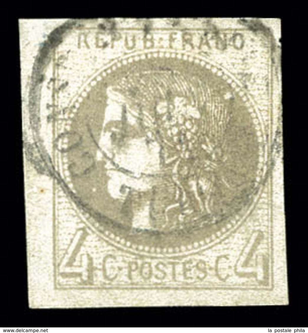 O N°41B, 4c Gris Rep 2, Petit Bord De Feuille Latéral, Pièce Choisie. SUP (signé Calves/certificat)  Qualité: O - 1870 Ausgabe Bordeaux