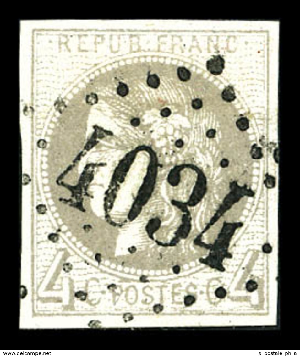 O N°41B, 4c Gris Obl GC '4034' De Troyes. TTB  Qualité: O  Cote: 340 Euros - 1870 Emission De Bordeaux