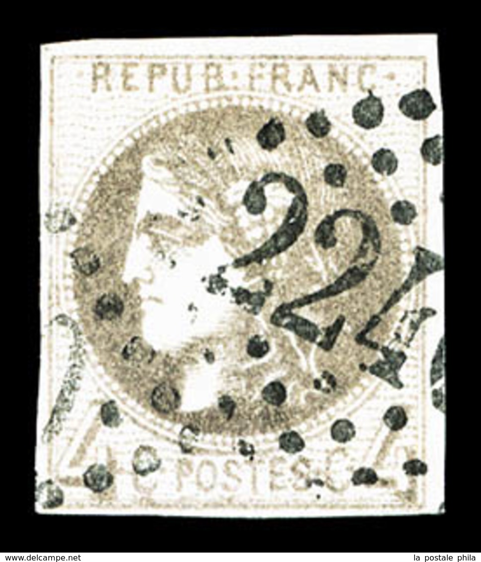 O N°41Bc, 4c Gris-noir, Nuance Rare, Très Jolie Pièce (signé Calves/certificat)   Qualité: O  Cote: 2750 Euros - 1870 Emission De Bordeaux