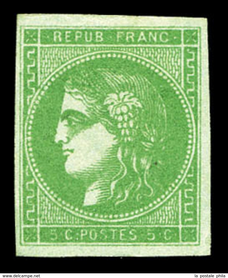 (*) N°42Bd, 5c Vert-sauge, TB (certificat)  Qualité: (*)  Cote: 1800 Euros - 1870 Bordeaux Printing