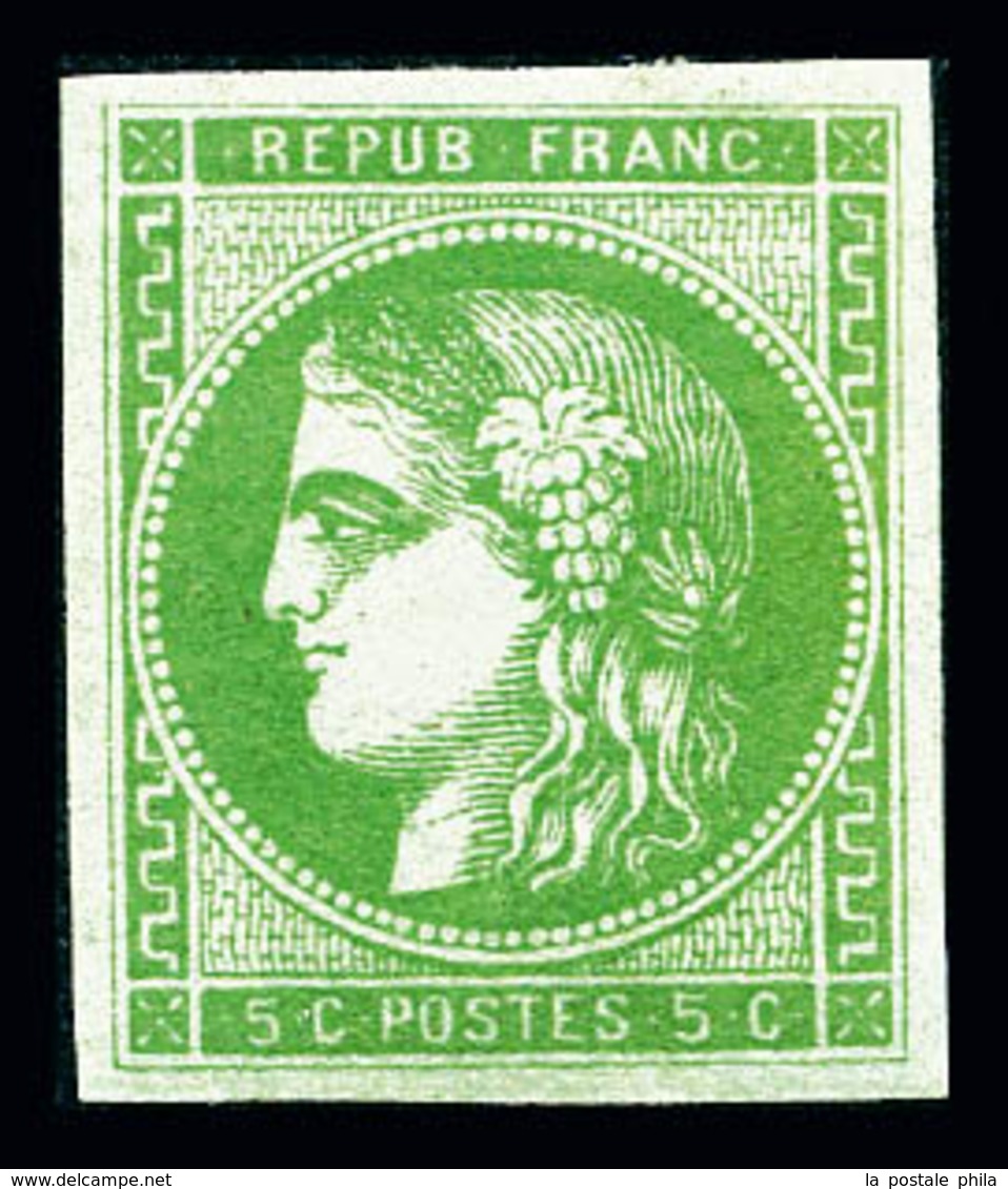 * N°42Bh, 5c Vert, Quatre Belles Marges, TTB (certificat)  Qualité: *  Cote: 900 Euros - 1870 Bordeaux Printing