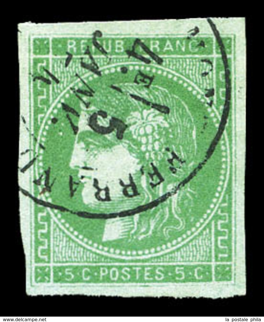 O N°42Bi, 5c Vert émeraude Clair Obl Càd Du 5.1.74. TB (certificat)  Qualité: O  Cote: 450 Euros - 1870 Ausgabe Bordeaux
