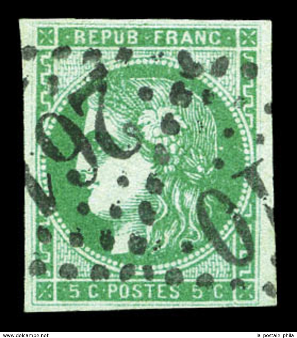 O N°42Bi, 5c Vert émeraude Clair. TB (certificats)  Qualité: O  Cote: 450 Euros - 1870 Bordeaux Printing