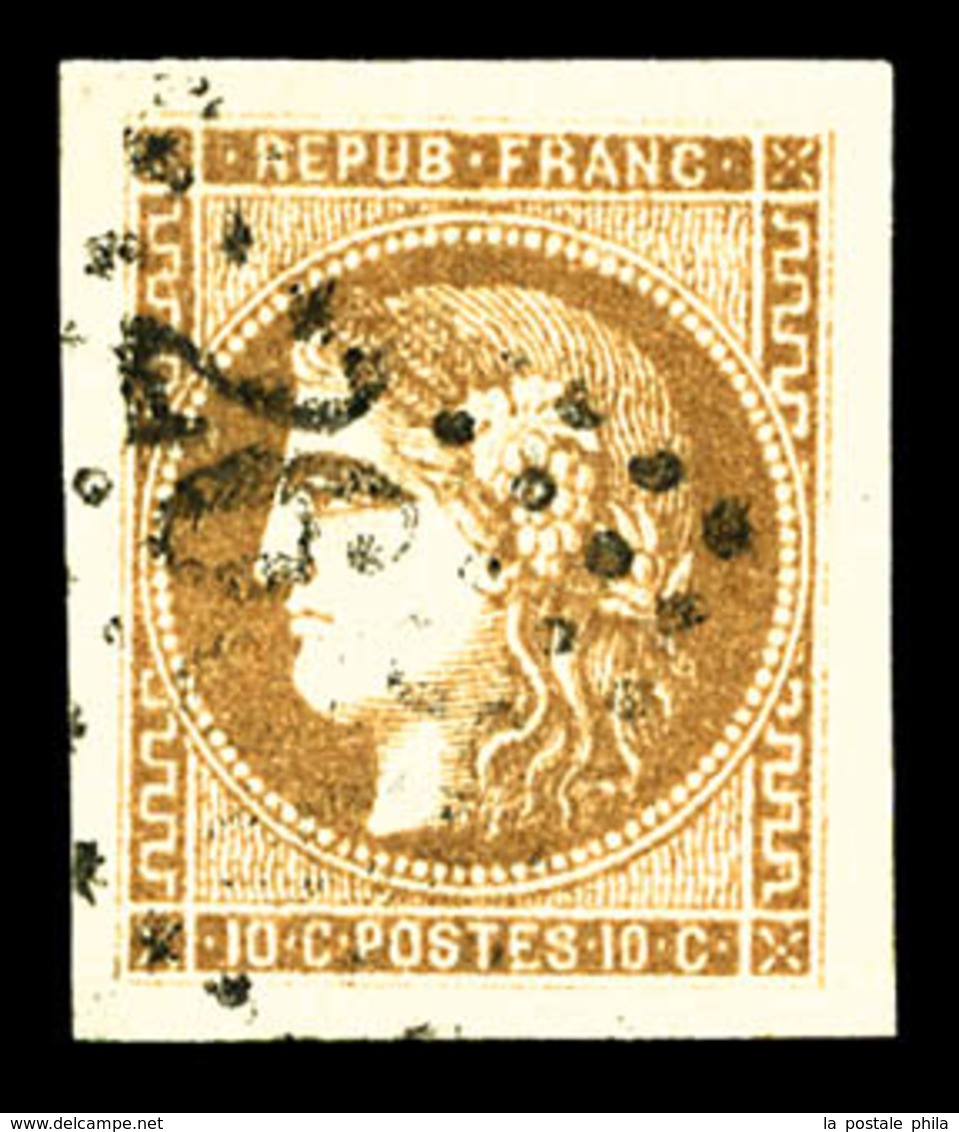 O N°43Aa, 10c Brun Clair Report 1, 4 Grandes Marges, PIECE CHOISIE (certificat)  Qualité: O - 1870 Bordeaux Printing
