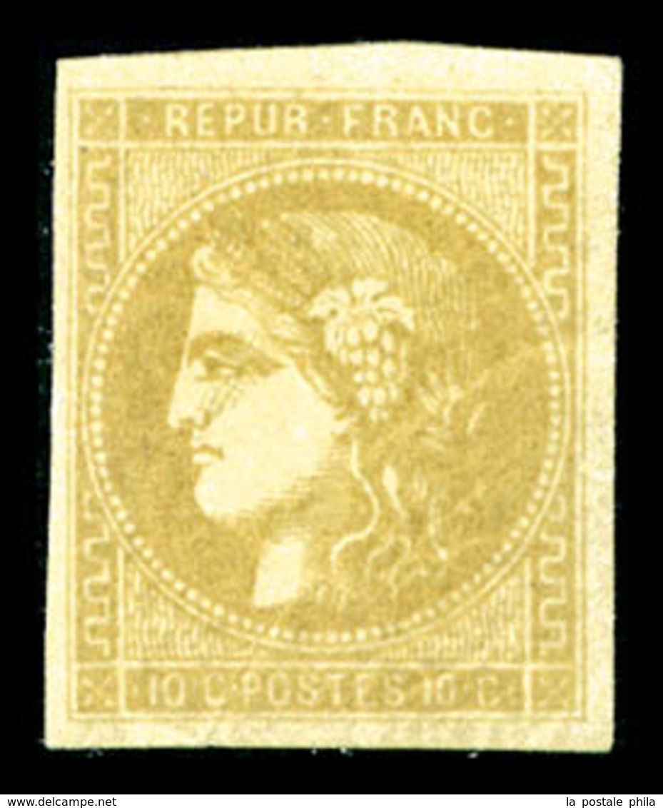 * N°43Ab, 10c Bistre Verdâtre, Très Jolie Nuance, TTB (signé/certificat)   Qualité: *  Cote: 2000 Euros - 1870 Bordeaux Printing