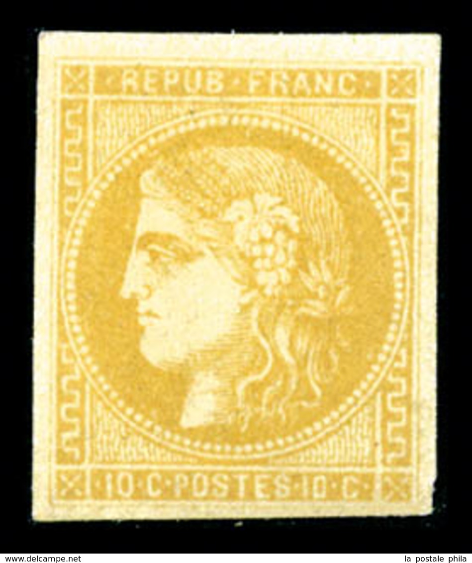 * N°43Bc, 10c Citron, Très Jolie Nuance Et Grande Fraîcheur, R.R.R Et SUPERBE (signé Brun/certificats)   Qualité: *  Cot - 1870 Ausgabe Bordeaux