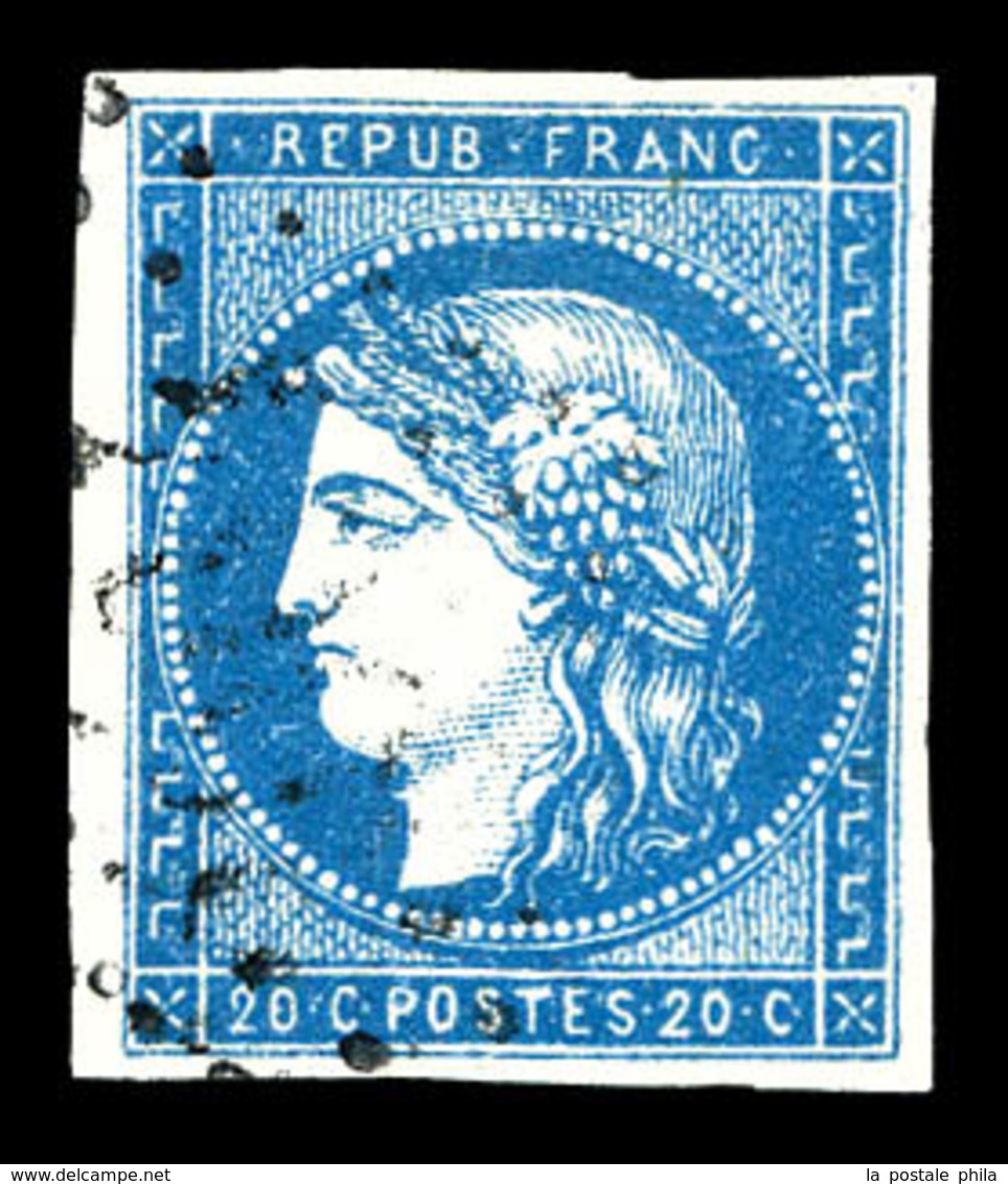 O N°44A, 20c Bleu Type I Rep 1. TB (signé Calves/Brun/certificat)  Qualité: O  Cote: 800 Euros - 1870 Emission De Bordeaux