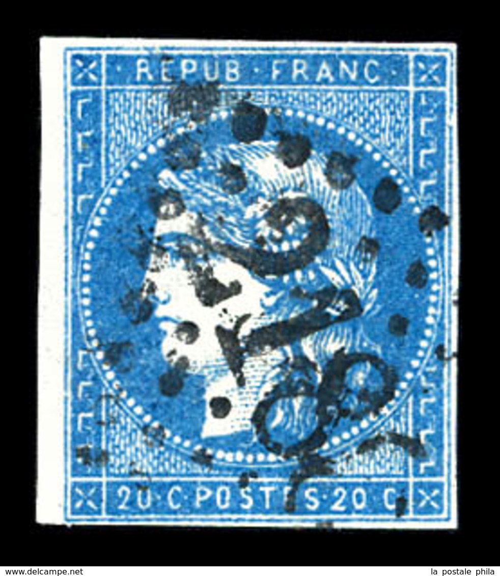 O N°44A, 20c Bleu Type I Rep 1. TB (signé Calves/Scheller/certificat)  Qualité: O  Cote: 800 Euros - 1870 Ausgabe Bordeaux