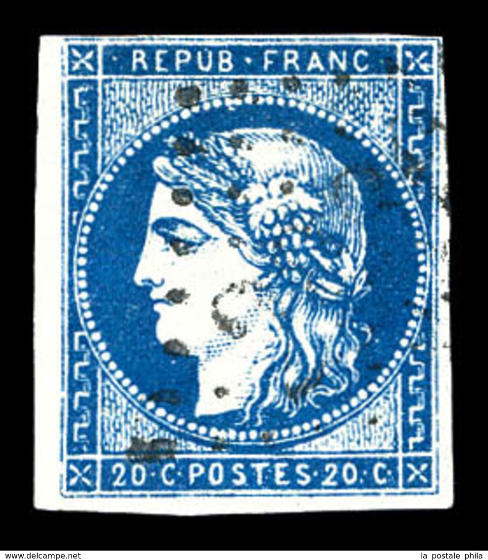 O N°44Aa, 20c Bleu-foncé Report 1 Obl GC, Très Jolie Couleur. TTB. (signé Scheller/certificat)  Qualité: O  Cote: 1100 E - 1870 Ausgabe Bordeaux