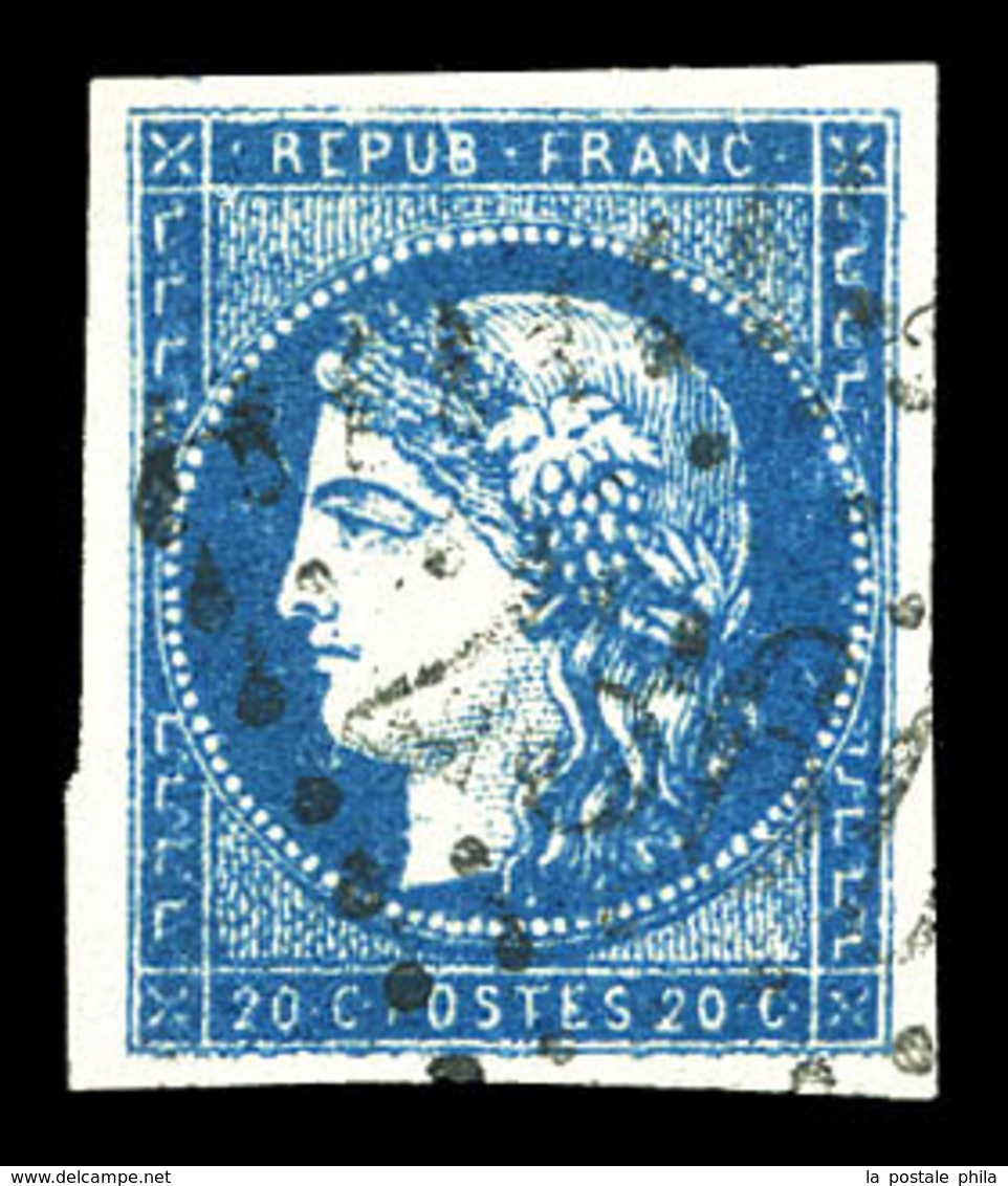 O N°44Ba, 20c Bleu Foncé Type II Rep 2. TTB (signé Brun/certificat)  Qualité: O  Cote: 1300 Euros - 1870 Ausgabe Bordeaux