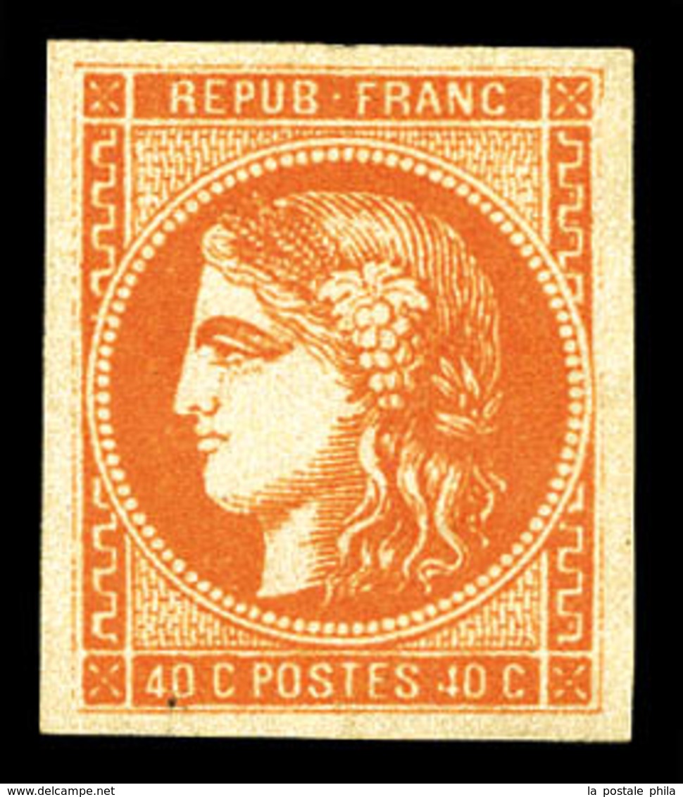 * N°48, 40c Orange, Quatre Belles Marges. TTB (signé Calves/certificat)  Qualité: *  Cote: 750 Euros - 1870 Bordeaux Printing