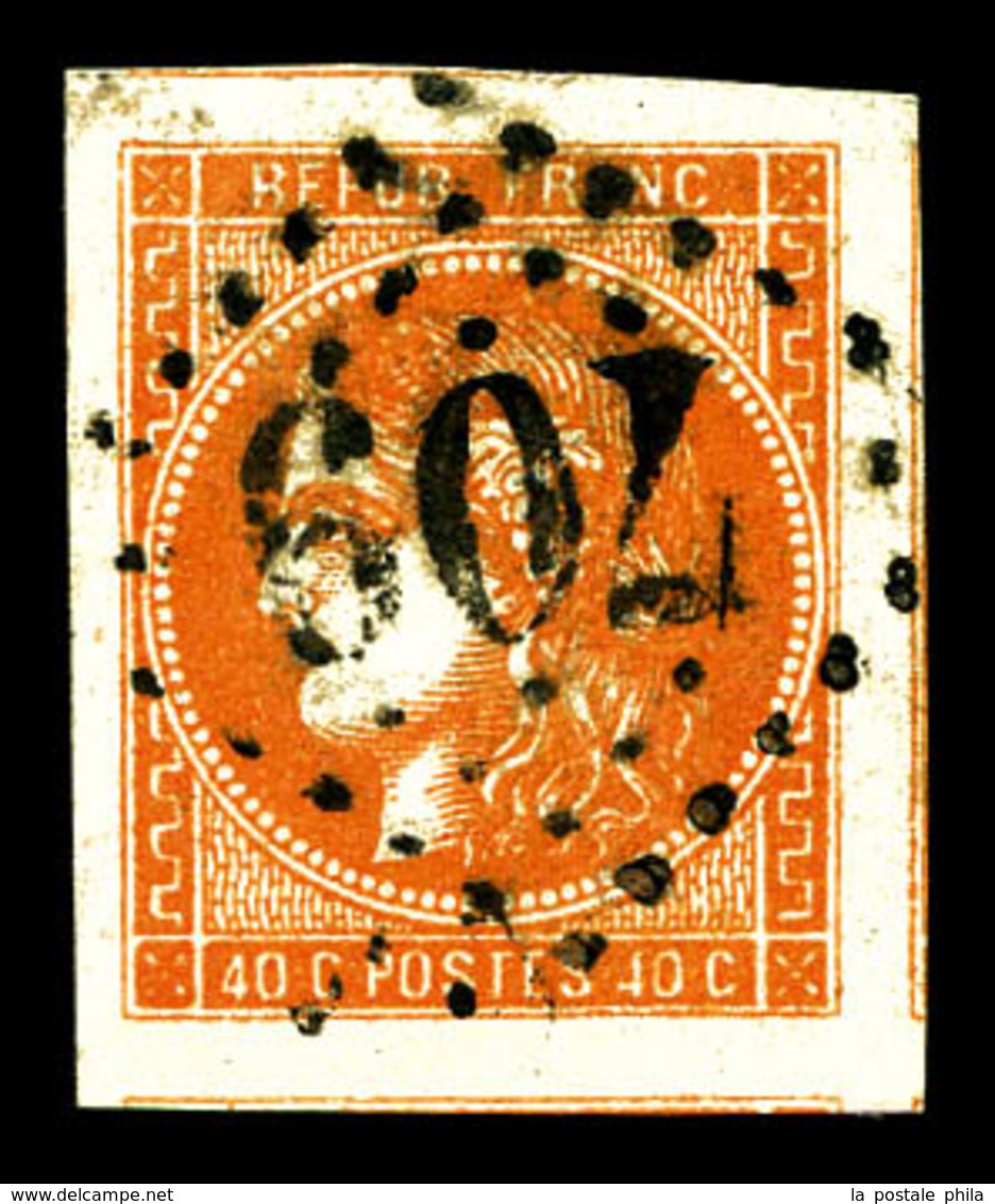 O N°48, 40c Orange, Très Grandes Marges Avec 3 Voisins. SUP (signé Scheller)  Qualité: O - 1870 Bordeaux Printing