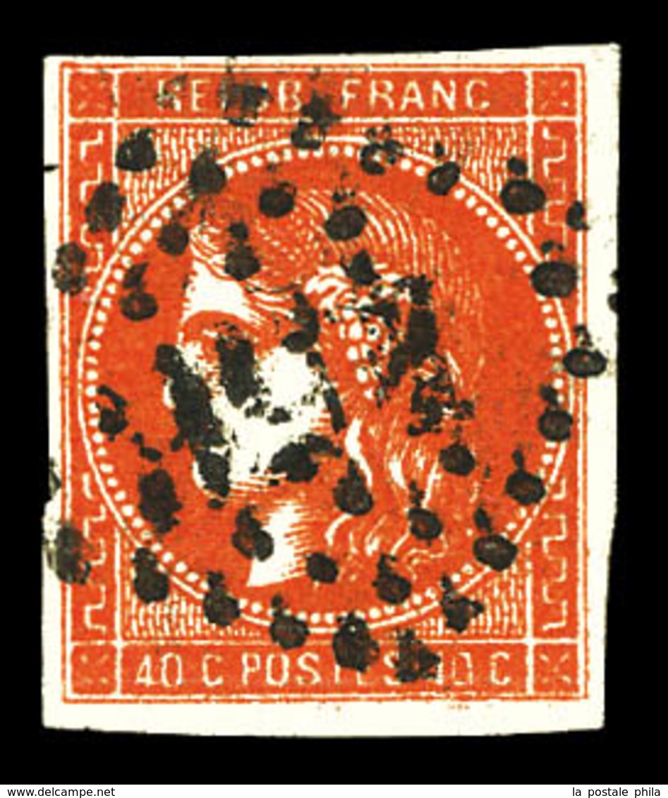 O N°48g, 40c Vermillion Vif, Nuance Soutenue Obl GC 456, Pli, Aspect TB. R. (signé Calves/Certificat)  Qualité: O  Cote: - 1870 Bordeaux Printing