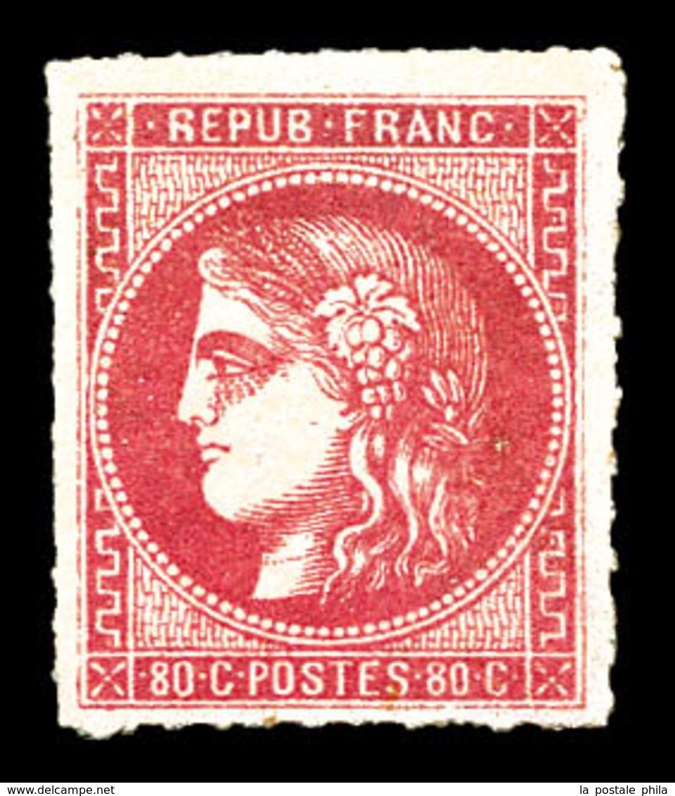 * N°49, 80c Rose, Percé En Lignes. TB (certificat)  Qualité: *  Cote: 725 Euros - 1870 Bordeaux Printing