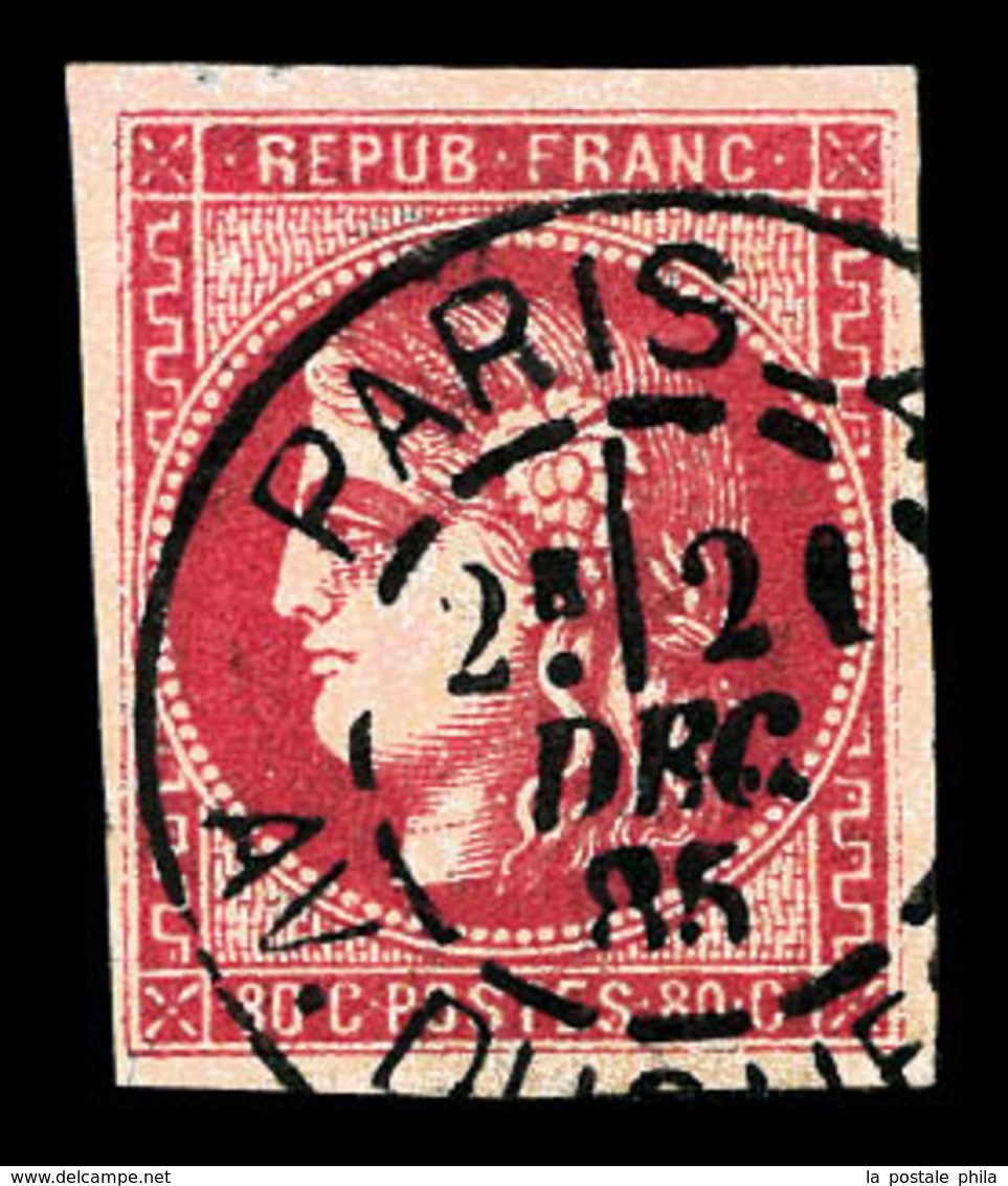 O N°49b, 80c Rose Vif, Obl Càd Tardif, Frais. TB  Qualité: O  Cote: 380 Euros - 1870 Bordeaux Printing