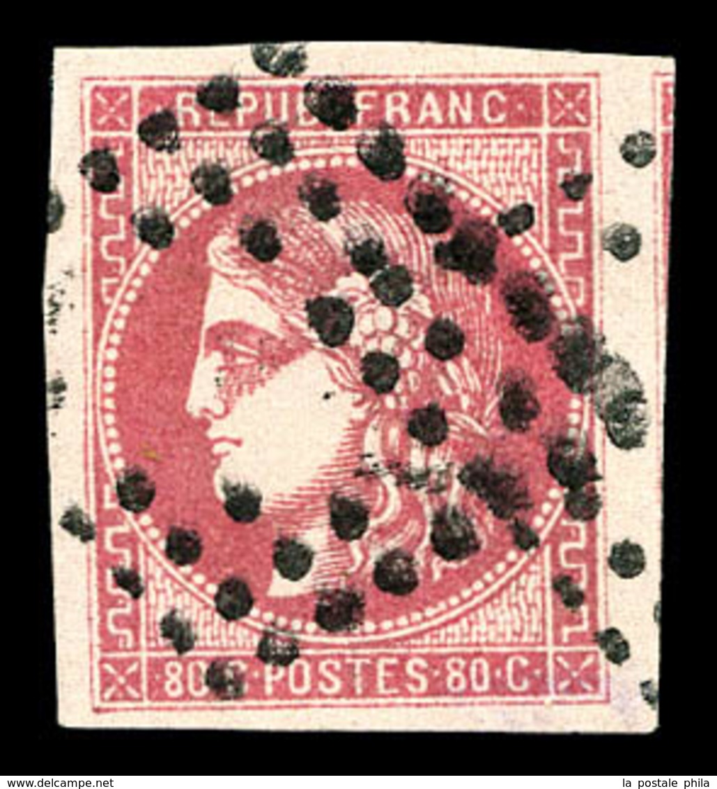 O N°49c, 80c Rose Carminé, Belles Marges Avec Voisin. SUP (signé Calves/certificat)  Qualité: O  Cote: 500 Euros - 1870 Bordeaux Printing