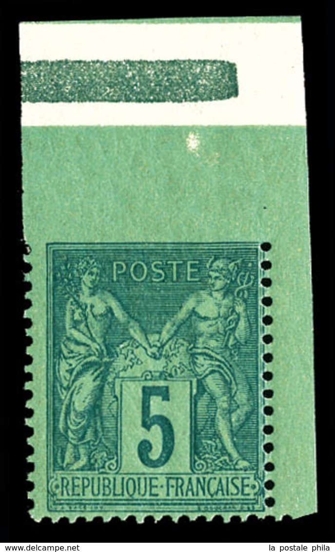 ** N°75, 5c Sage, Dentelé Sur 3 Cotés Cdf. TTB  Qualité: ** - 1876-1878 Sage (Typ I)