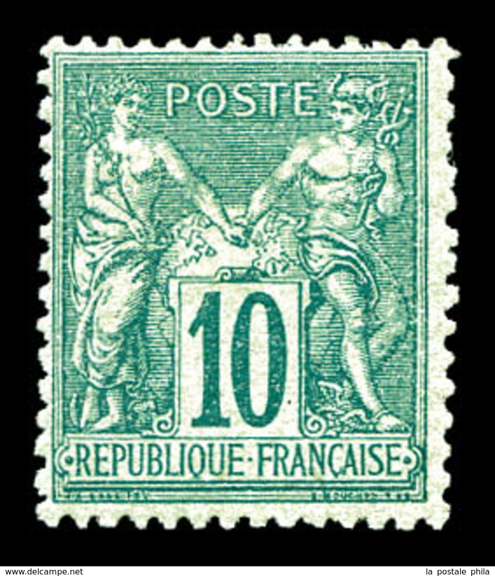 * N°76, 10c Vert Type II. TB (signé Scheller/certificat)  Qualité: *  Cote: 1400 Euros - 1876-1878 Sage (Typ I)