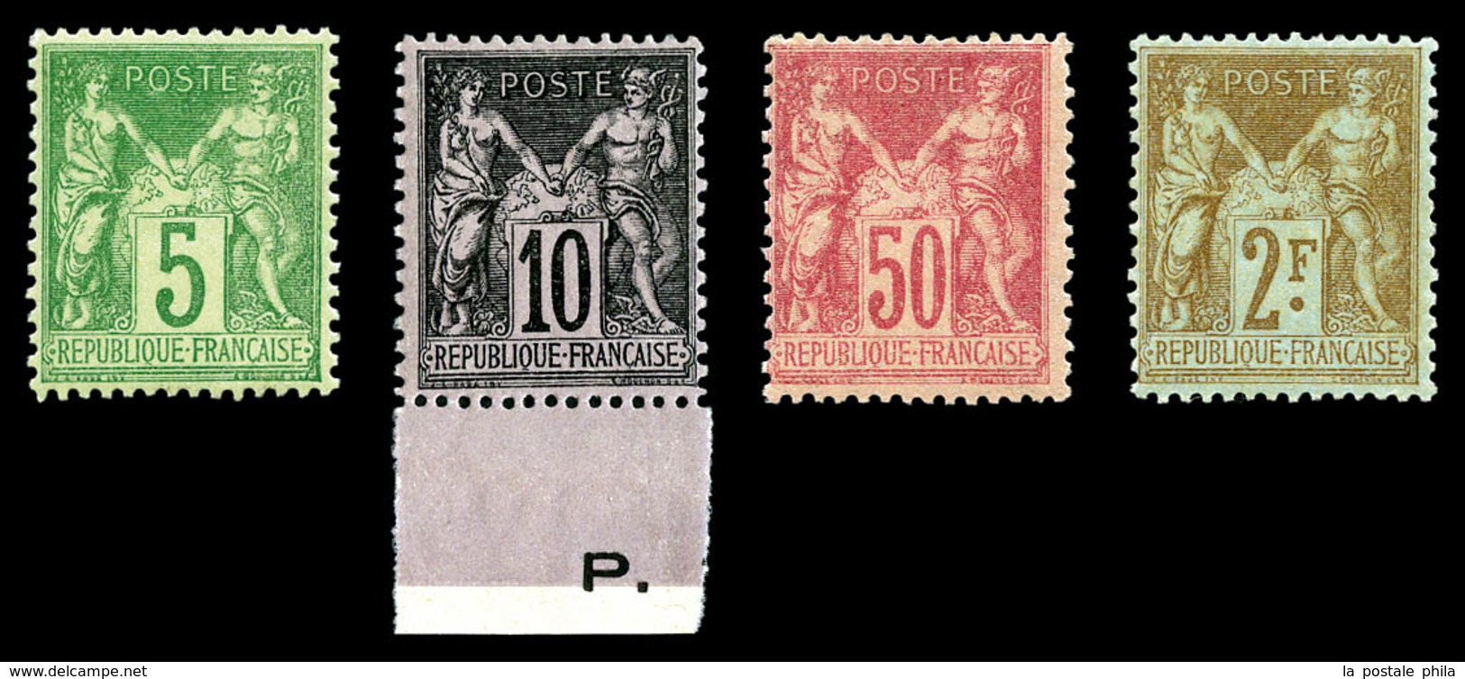 ** N°102/5, Série Sage, Les 4 Valeurs TTB  Qualité: ** - 1876-1878 Sage (Type I)