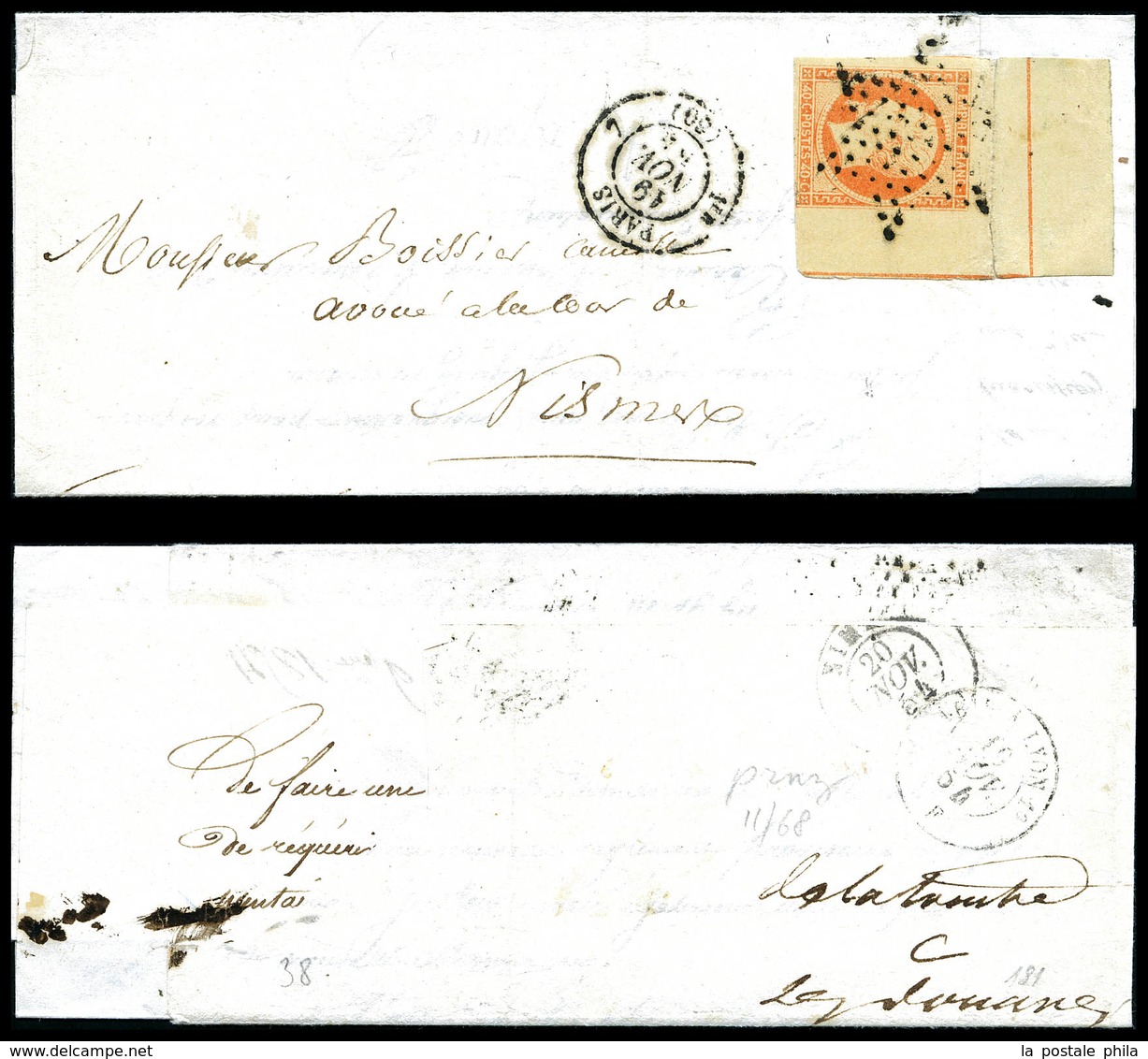 O N°16c, 40c Orange Bord De Feuille Avec Double Filet D'encadrement Coin De Feuille (bdf Supérieur Présent Au Verso) Sur - 1849-1876: Klassik