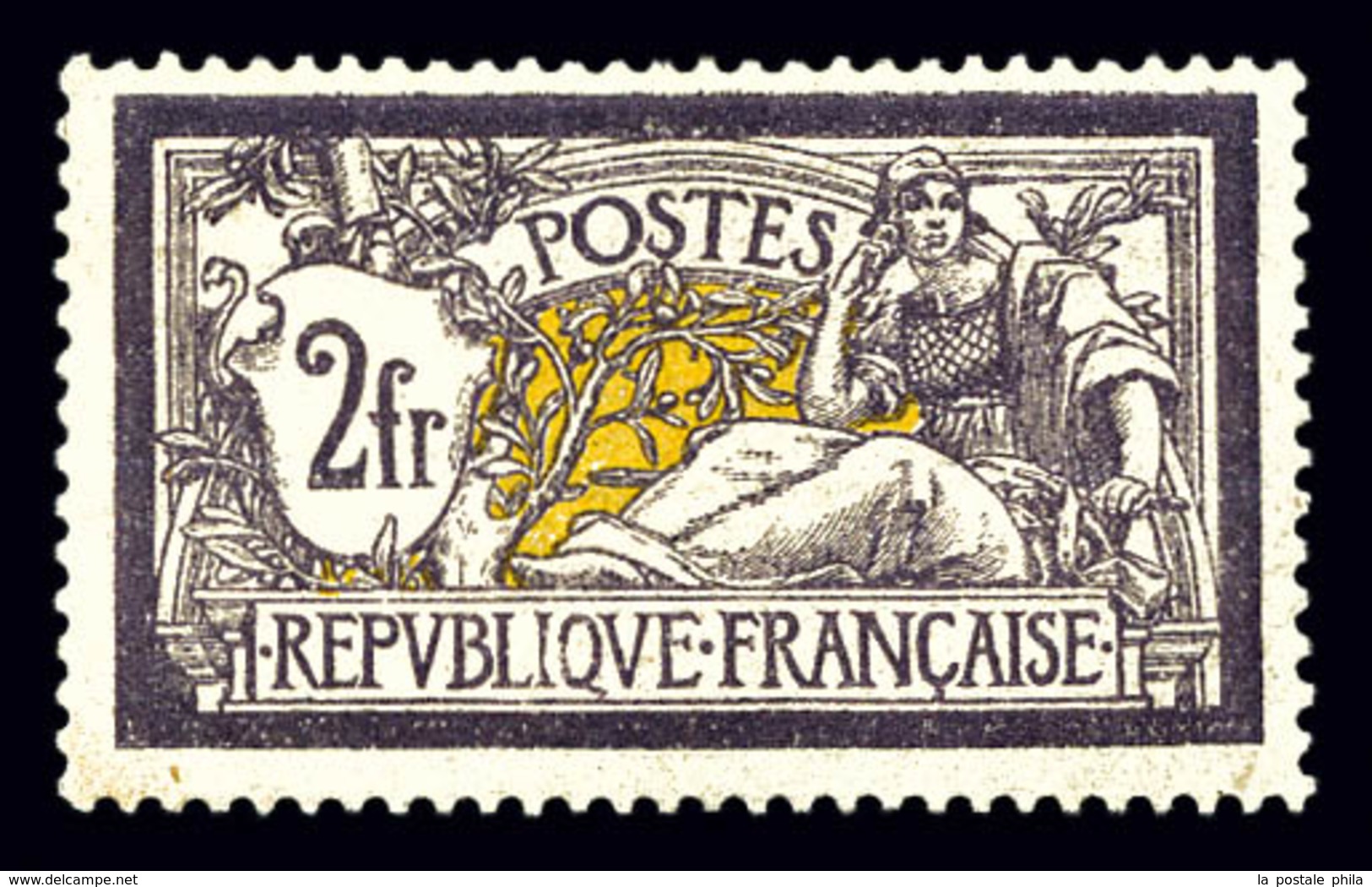 ** N°122b, Merson, 2f Violet Foncé Et Jaune, Gomme Partiellement Jaunie. TTB (certificat)  Qualité: **  Cote: 3250 Euros - 1900-02 Mouchon